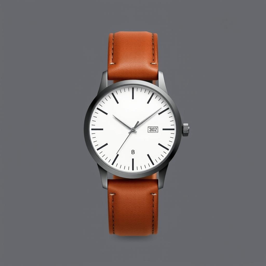 A minimalistic analog watch design featuring either a leather or stainless steel strap