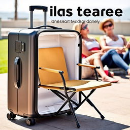 An innovative suitcase that transforms into a stylish chair, featuring a sleek and modern design