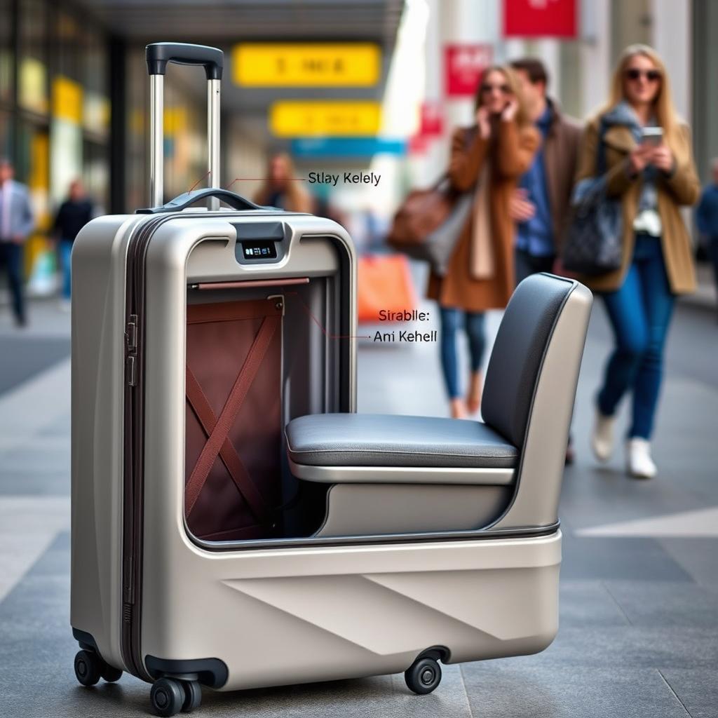 An innovative suitcase that seamlessly transforms into a chic and comfortable chair