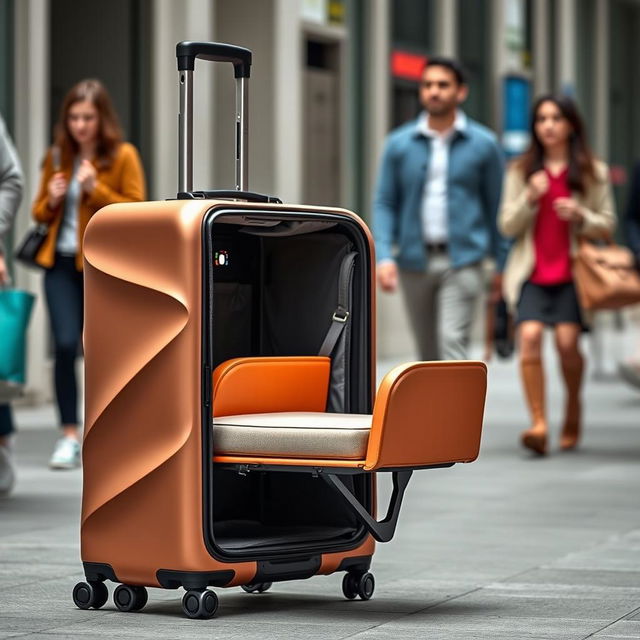 An innovative suitcase that seamlessly transforms into a chic and comfortable chair
