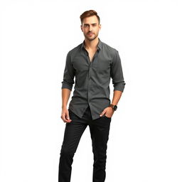 A single male figure with a clear view of his head, face, and upper body, retaining the same features and clothing from the provided photo