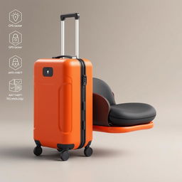 A modern, sleek suitcase designed to transform into a stylish chair
