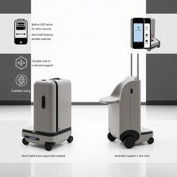 A modern, sleek suitcase designed to transform into a stylish chair