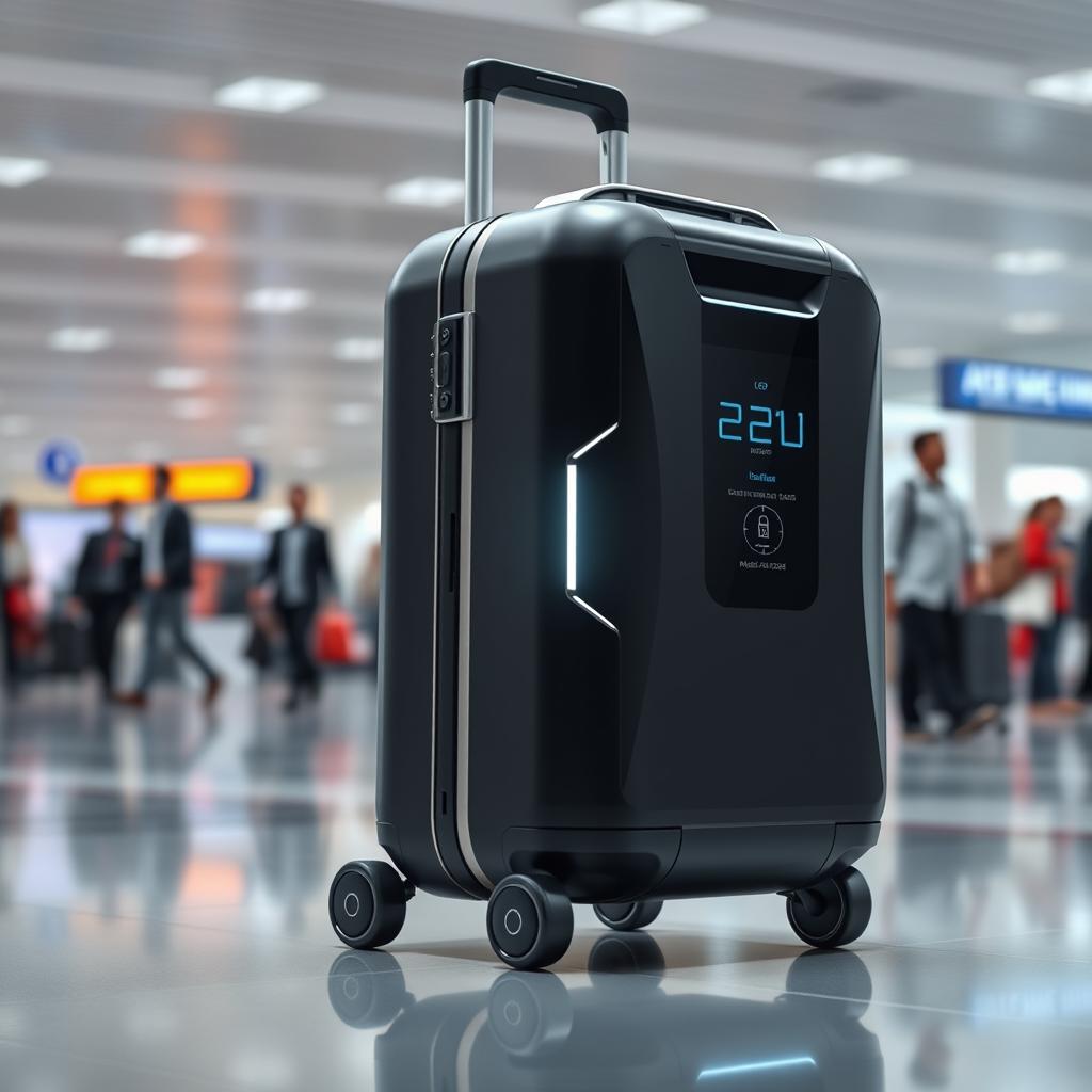 A futuristic suitcase design featuring sleek and modern aesthetics