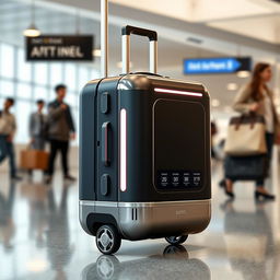 A futuristic suitcase design featuring sleek and modern aesthetics