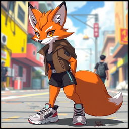 An anthropomorphic and furry character inspired by Se-mi from Squid Game Season 2, designed as a sleek, intelligent fox with striking features that reflect her cunning personality