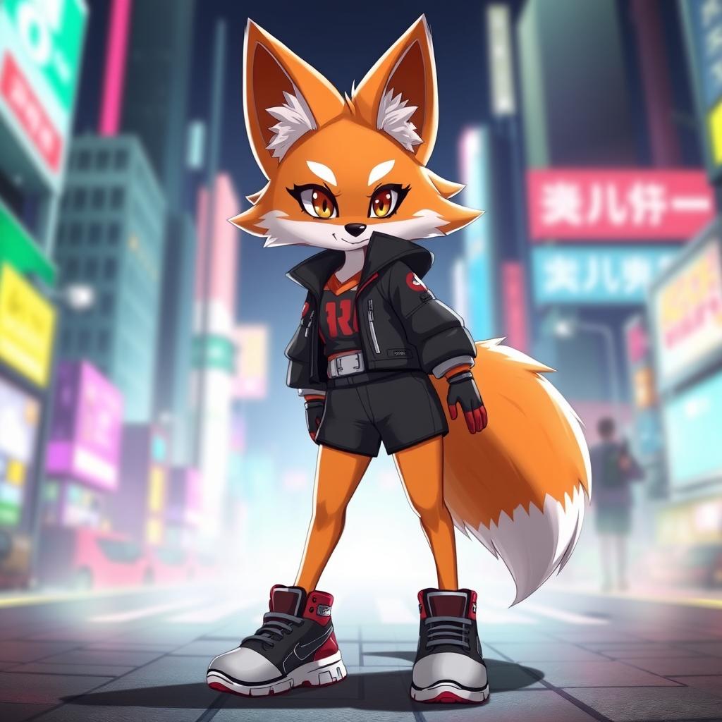 An anthropomorphic and furry character inspired by Se-mi from Squid Game Season 2, designed as a sleek, intelligent fox with striking features that reflect her cunning personality