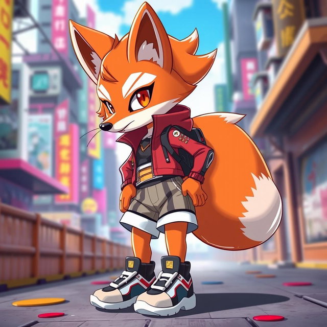 An anthropomorphic and furry character inspired by Se-mi from Squid Game Season 2, designed as a sleek, intelligent fox with striking features that reflect her cunning personality