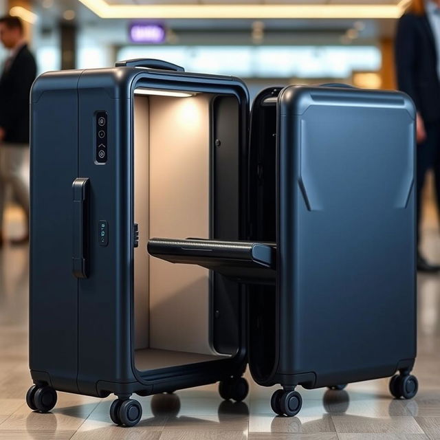 A sleek and modern suitcase that can transform into a stylish chair