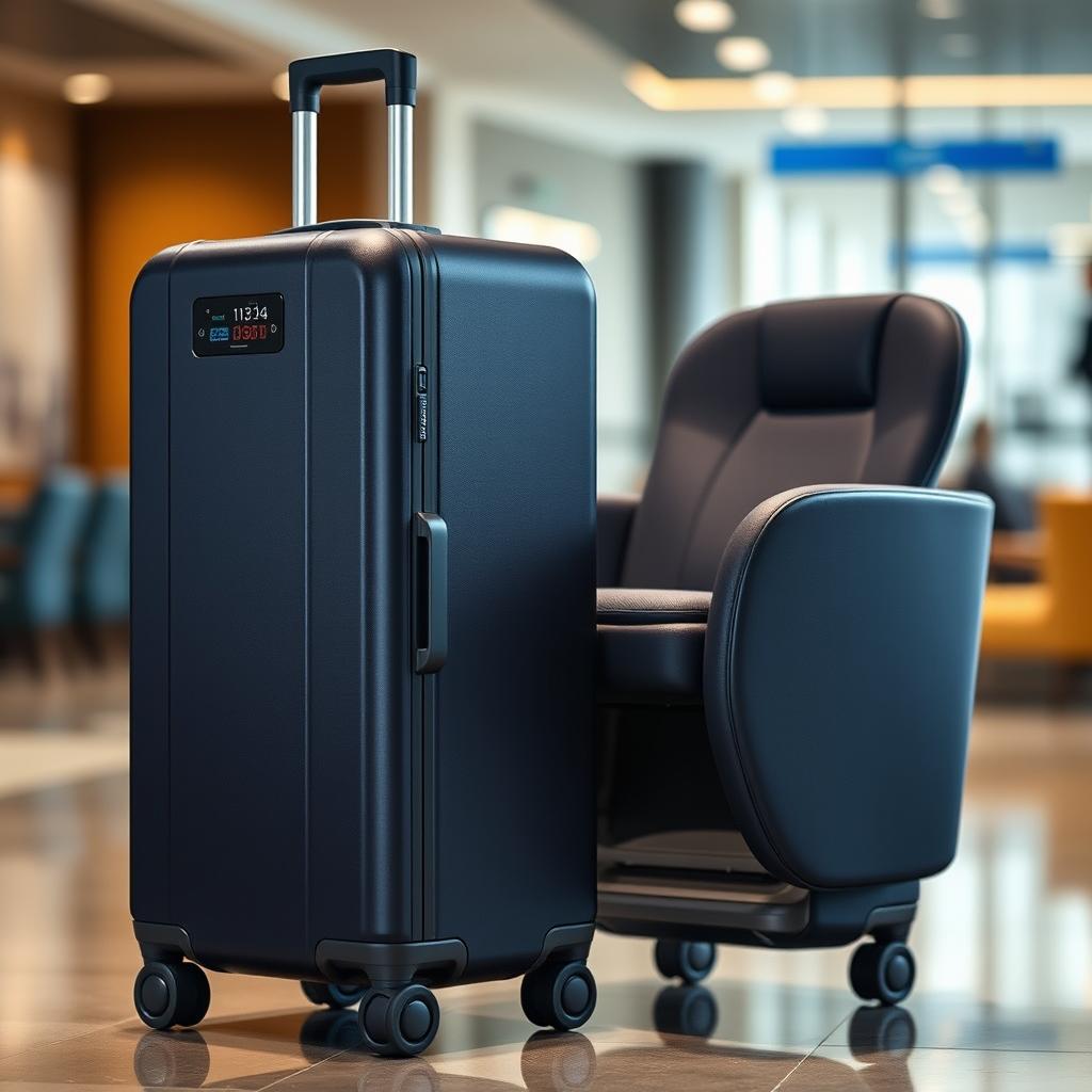 A sleek and modern suitcase that can transform into a stylish chair