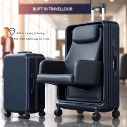 A sleek and modern suitcase that can transform into a stylish chair