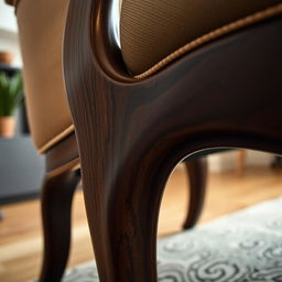 A beautifully crafted piece of furniture, shot from a unique perspective that highlights its intricate details and elegant design