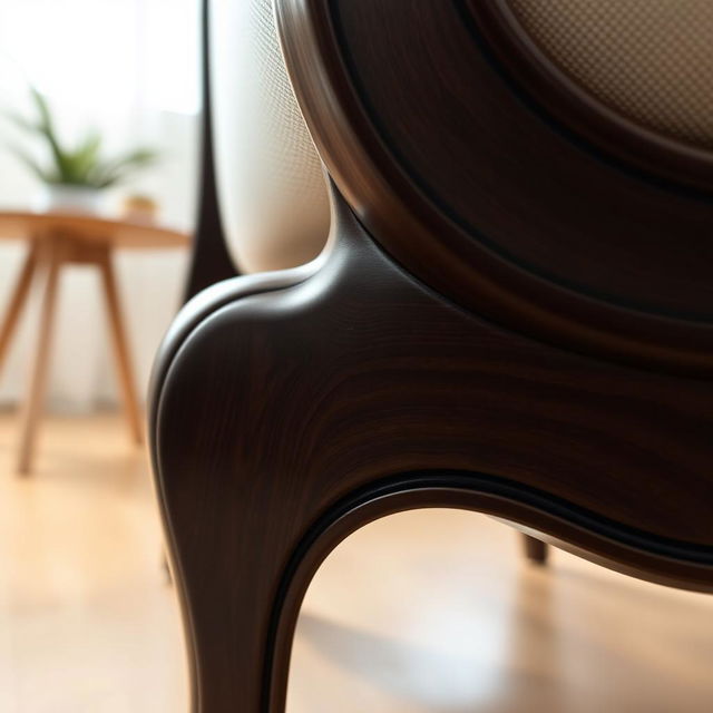 A beautifully crafted piece of furniture, shot from a unique perspective that highlights its intricate details and elegant design