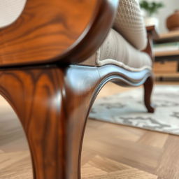 A beautifully crafted piece of furniture, shot from a unique perspective that highlights its intricate details and elegant design