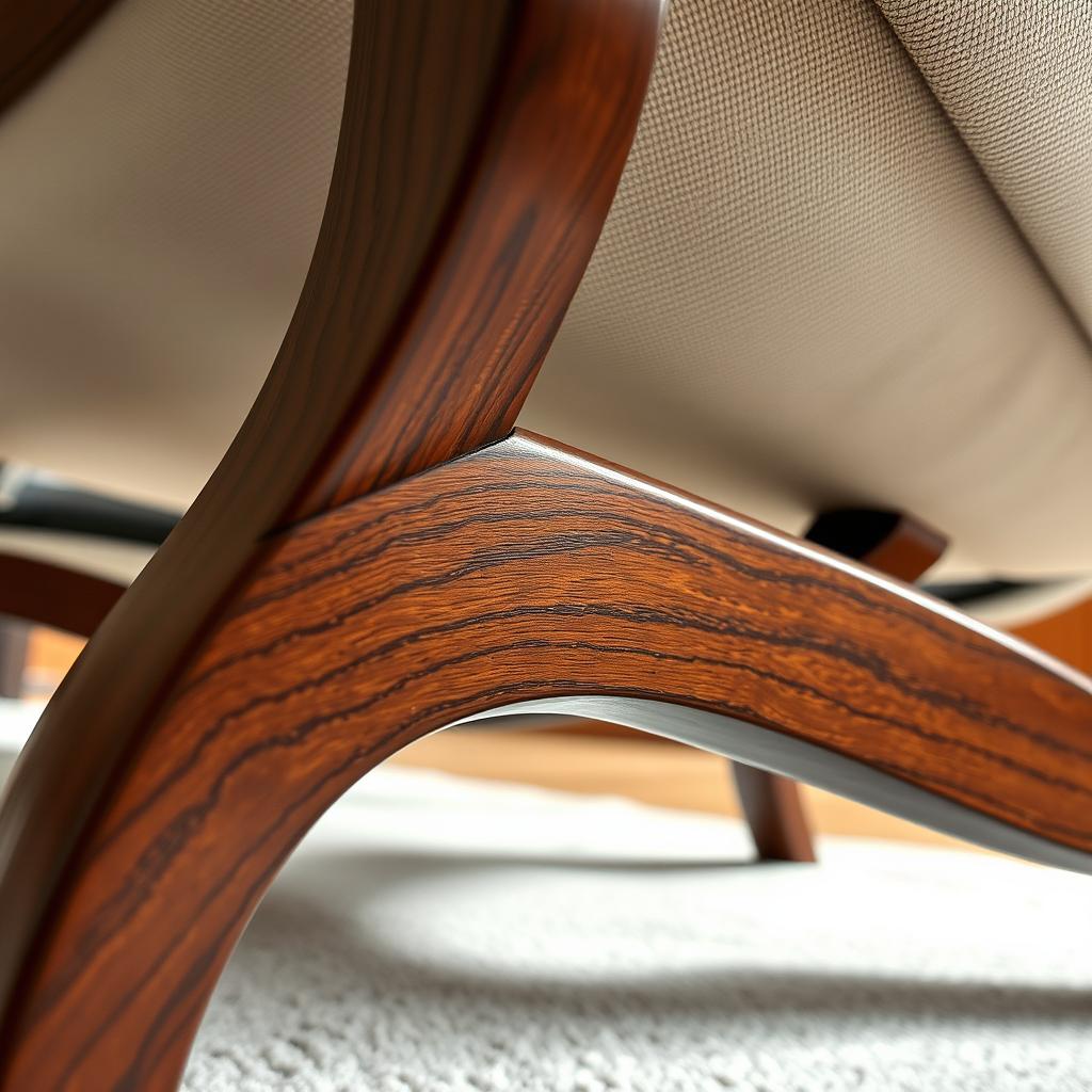 A beautifully crafted piece of furniture, shot from a unique perspective that highlights its intricate details and elegant design