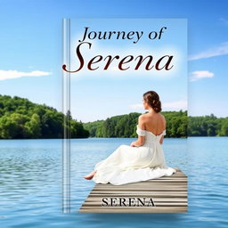 A picturesque book cover featuring a serene landscape with a tranquil lake bordered by lush green trees under a clear blue sky