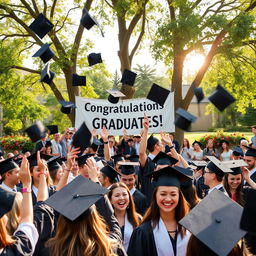 A joyous university graduation ceremony taking place outdoors