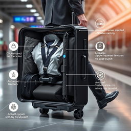 A modern, high-tech suitcase with a sleek, stylish design