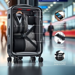 A modern, high-tech suitcase with a sleek, stylish design
