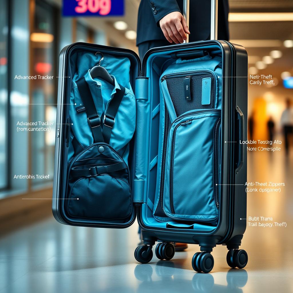 A modern, high-tech suitcase with a sleek, stylish design