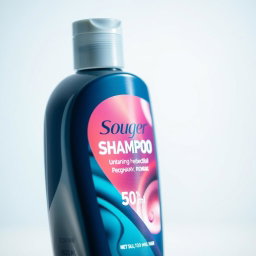 A close-up shot of a shampoo bottle, specifically focusing on the 50 ml size