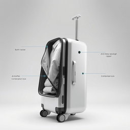 A modern, innovative suitcase showcasing a clothing compartment from a different angle