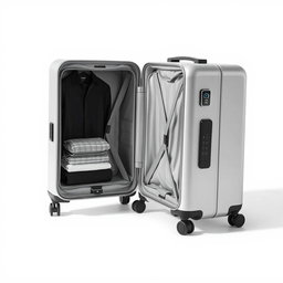 A modern, innovative suitcase showcasing a clothing compartment from a different angle