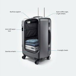 A modern, innovative suitcase showcasing a clothing compartment from a different angle