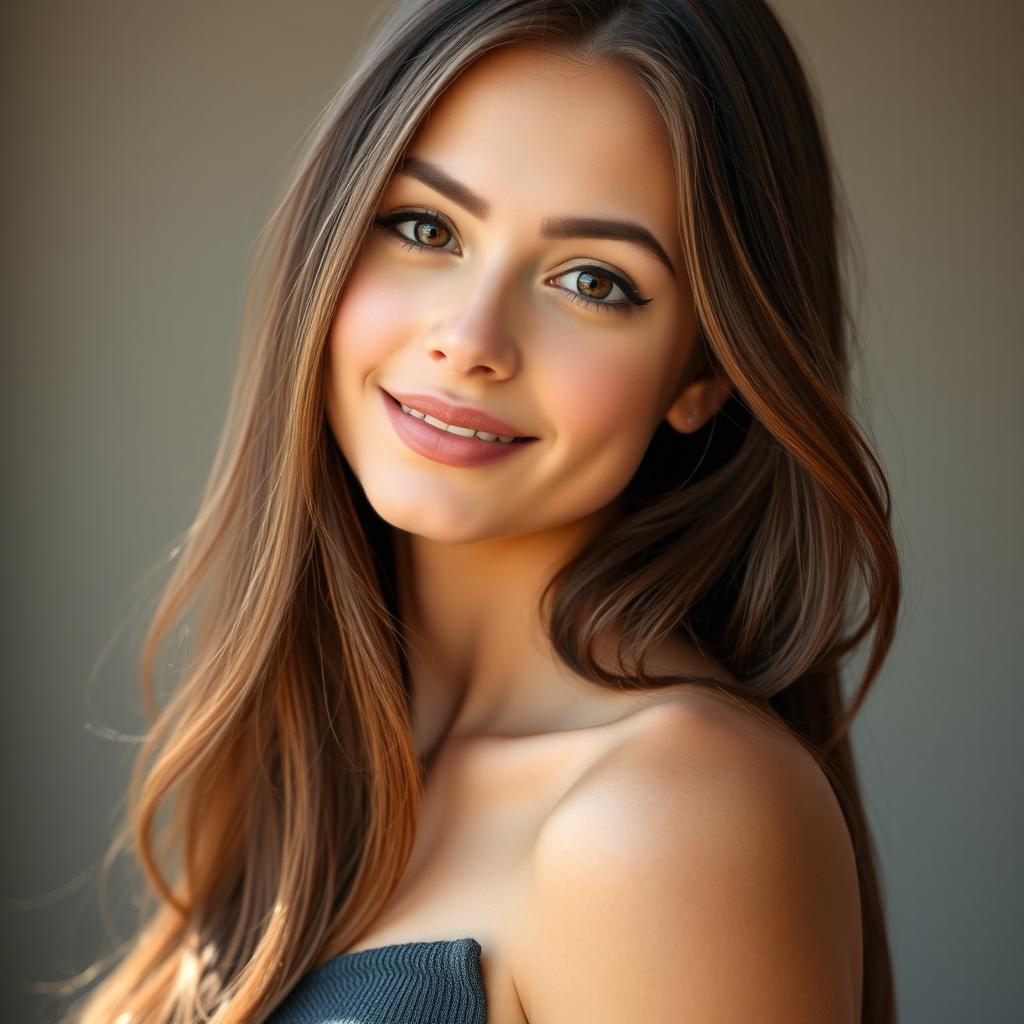 A stunning portrait of a confident young woman with an understated grace