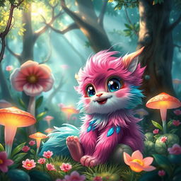 A vibrant and colorful digital artwork featuring a fantastical creature called a 'nengta', showcasing its unique characteristics