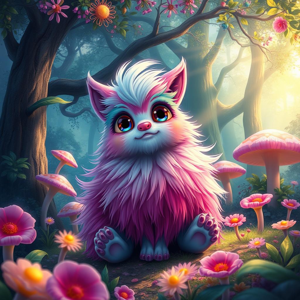 A vibrant and colorful digital artwork featuring a fantastical creature called a 'nengta', showcasing its unique characteristics