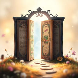 An imaginative book cover design featuring a door that is ingeniously styled to resemble an open book