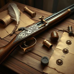 A detailed illustration of an arquebus, a historical firearm from the 15th to 17th centuries