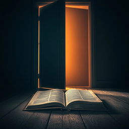 A visually striking image of an open door that radiates a warm, inviting light, creating a sense of mystery and intrigue