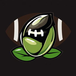 A stylized black wild pistachio nut designed for a football team logo