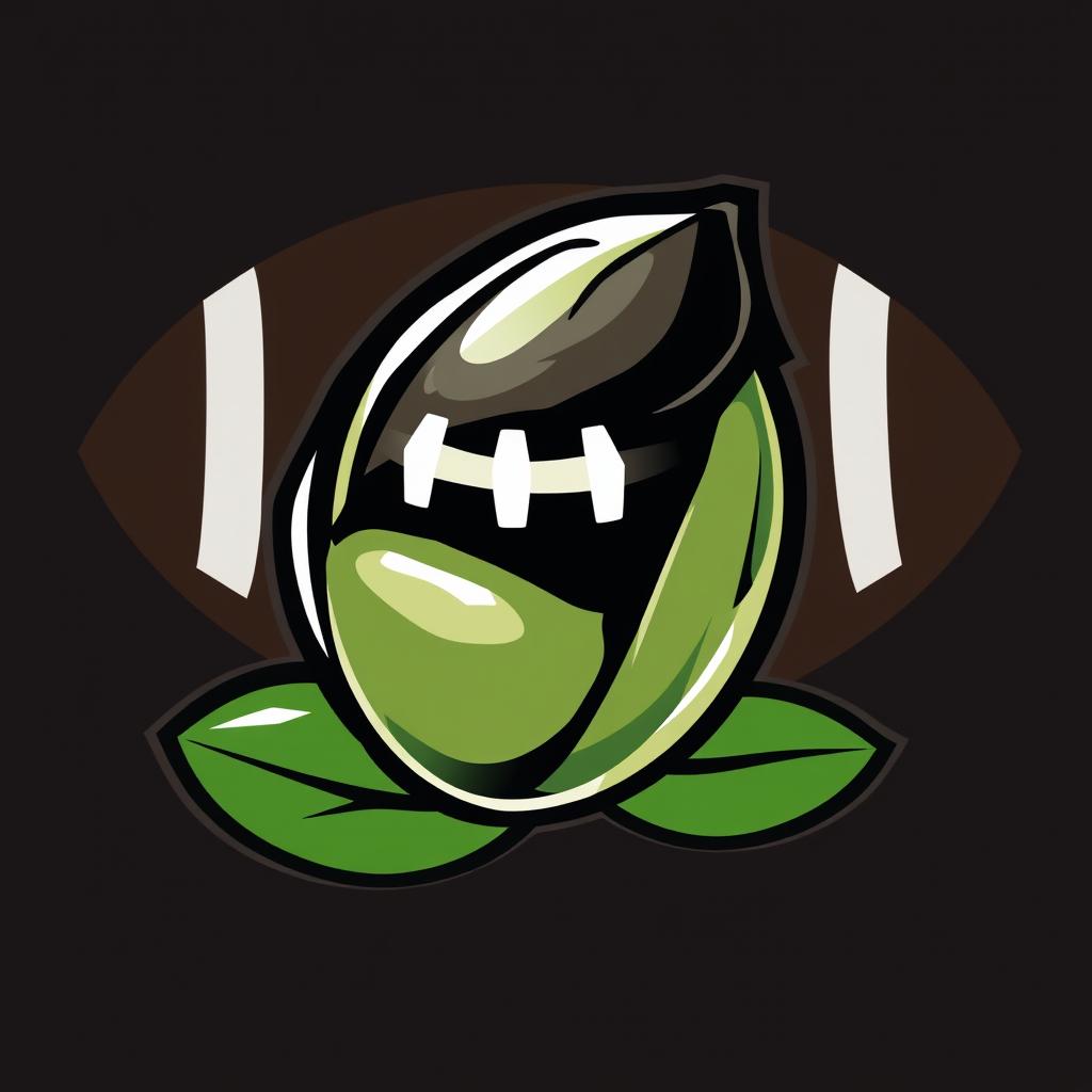 A stylized black wild pistachio nut designed for a football team logo