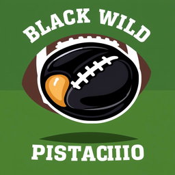 A stylized black wild pistachio nut designed for a football team logo