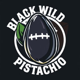 A stylized black wild pistachio nut designed for a football team logo