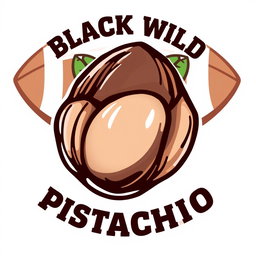 A stylized black wild pistachio nut designed for a football team logo