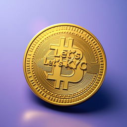 A detailed and artistic representation of a Pi coin, prominently featuring the text 'Let's KYC' engraved on its surface