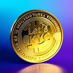 A detailed and artistic representation of a Pi coin, prominently featuring the text 'Let's KYC' engraved on its surface