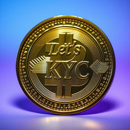 A detailed and artistic representation of a Pi coin, prominently featuring the text 'Let's KYC' engraved on its surface