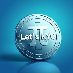 A visually striking representation of a Pi Network coin, clearly displaying the text 'Let's KYC' on its surface
