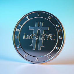 A visually striking representation of a Pi Network coin, clearly displaying the text 'Let's KYC' on its surface