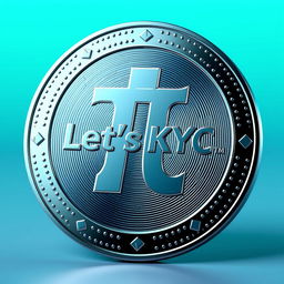 A visually striking representation of a Pi Network coin, clearly displaying the text 'Let's KYC' on its surface