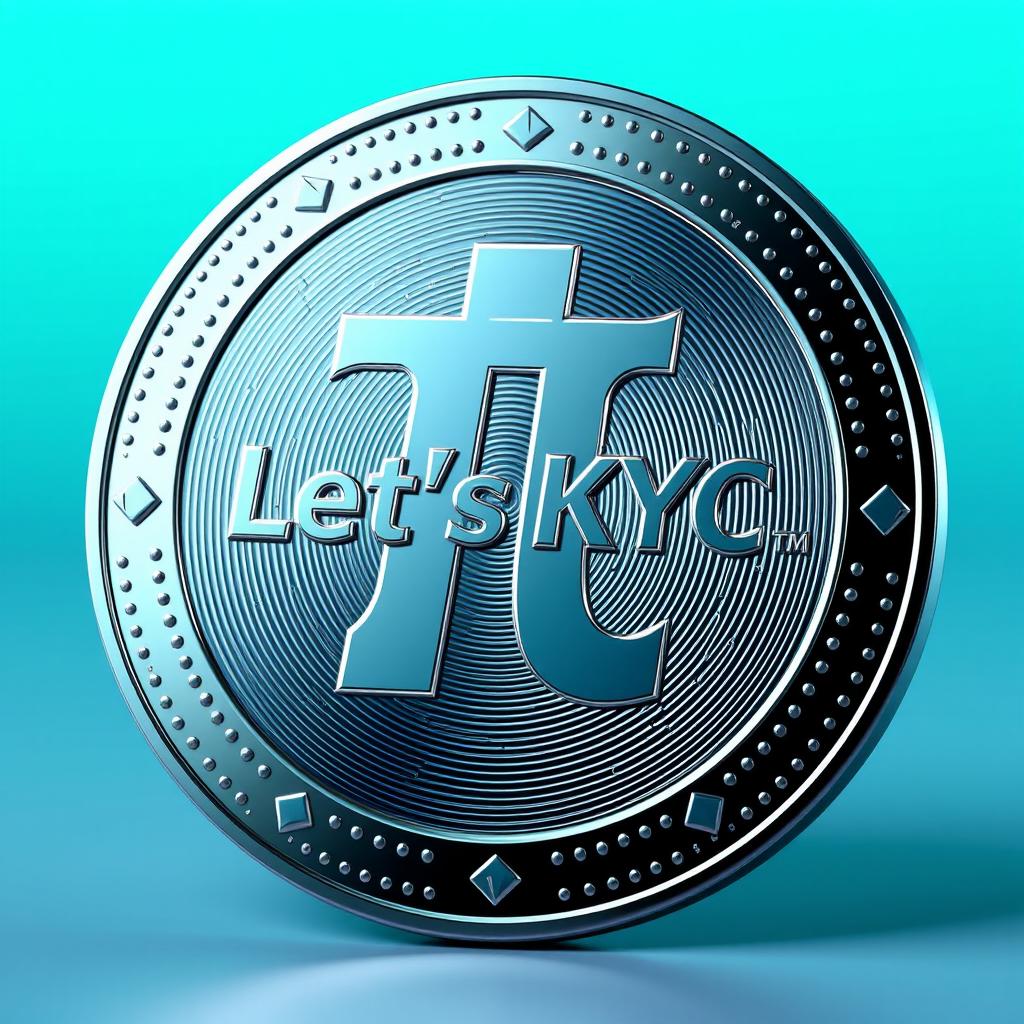 A visually striking representation of a Pi Network coin, clearly displaying the text 'Let's KYC' on its surface