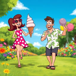 A humorous scene depicting a couple showing their silly antics