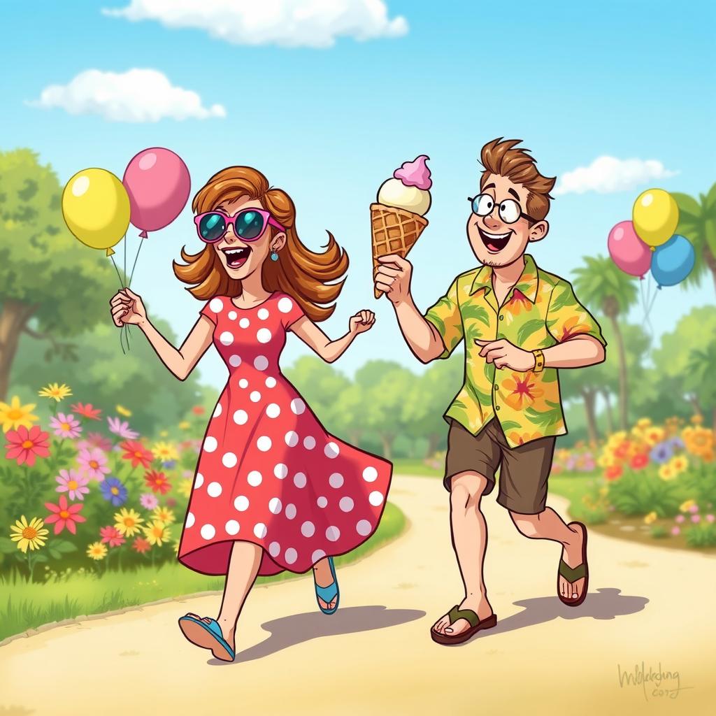 A humorous scene depicting a couple showing their silly antics