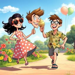 A humorous scene depicting a couple showing their silly antics