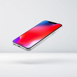 A sleek, modern iPhone displayed against a minimalist background, showcasing its innovative design features such as the edge-to-edge display, stylish metallic finish, and the latest camera module